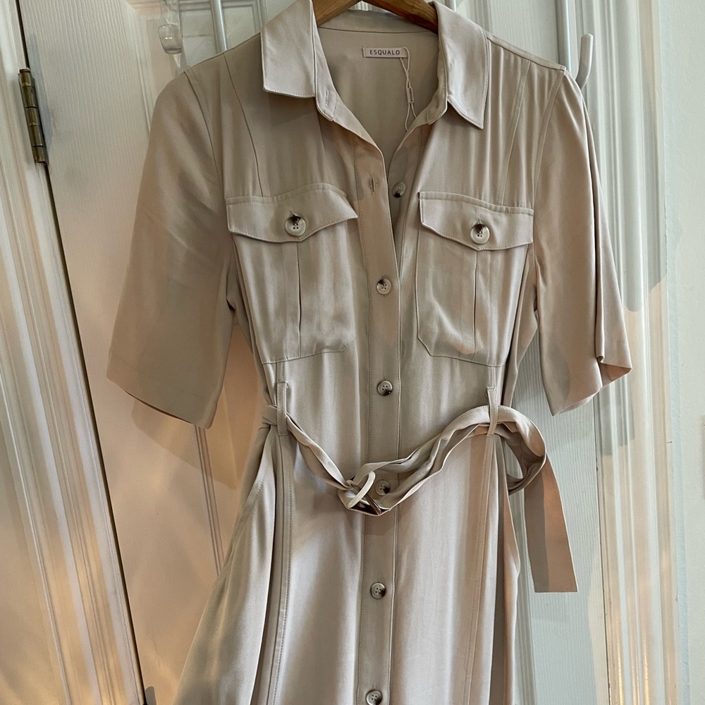 ESQUALO Khaki Safari Dress